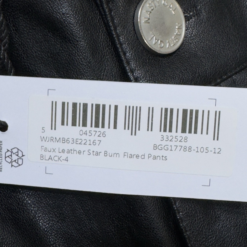 Nasty Gal Faux Leather Star Bum Flared Pants Size 0 Black Bellbottoms Rock New - Picture 10 of 11
